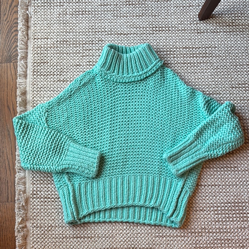 Free People Green Turtleneck Sweater
